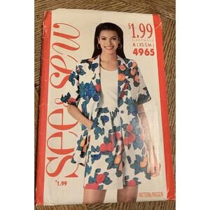 Vtg SEE & SEW MISSES SHIRT, TOP & SHORTS SIZE A (XS.S.M) 4965 UNCUT